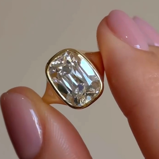 3.00 TCW Classic Old Mine Elongated Cushion Moissanite Diamond Modern Bezel Set Solitaire Engagement Ring For Her