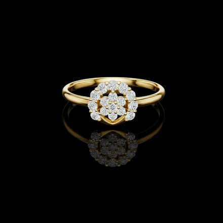 Art Deco Round Cut Lab Diamond Cluster Anniversary Ring