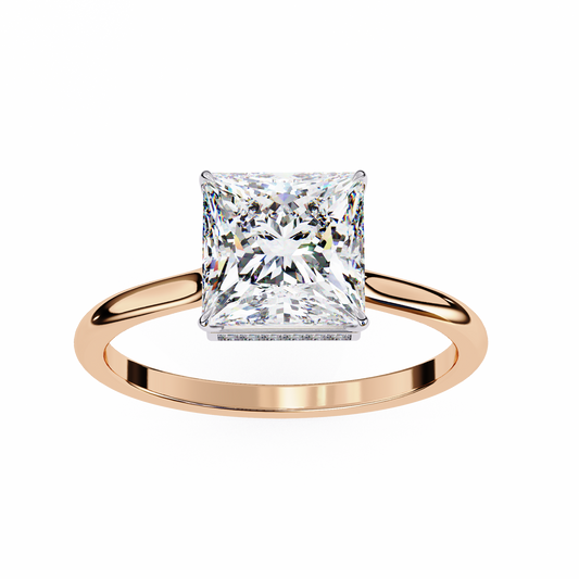 Princess Cut Lab Diamond Engagement Ring With Four Prong - view 3