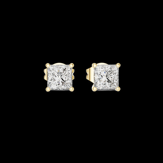 1.00 TCW Signature Moissanite Princess Cut Diamond Stud Earrings Premium Square Design