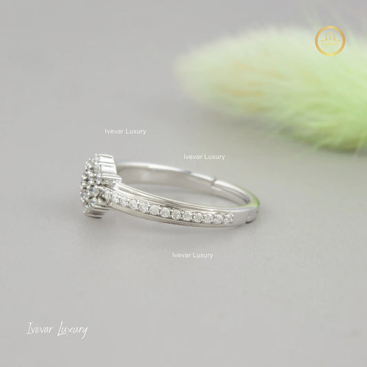 Exquisite Natural Diamond Pure Silver 925 Ring by Ivevar