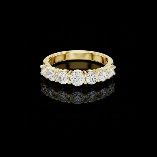 1.09 TCW Fine Jewelry Gold Round Lab Grown Diamond Half Eternity Bridal Band