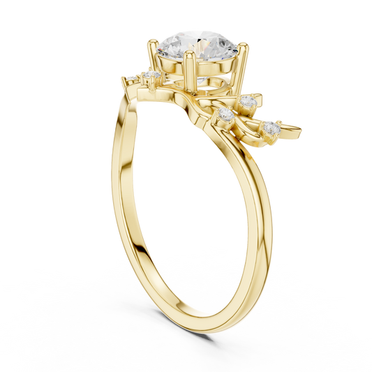 Round Cut Nature Inspired Moissanite Engagement Ring - view 3