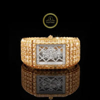 Imperial Majesty Full Gold Diamond Luxury Watch with Asscher and Baguette Cut Stones