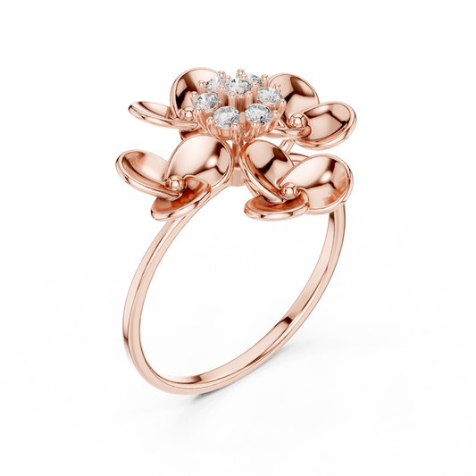 Floral Moissanite Cluster Ring with Sculpted Petal Design - view 3