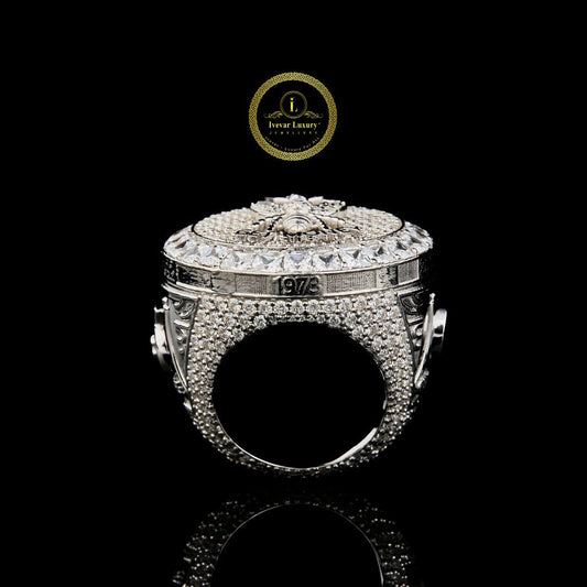 Full Silver Ant Unique Style Lab Grown Diamond Hip Hop Men Ring - view 3