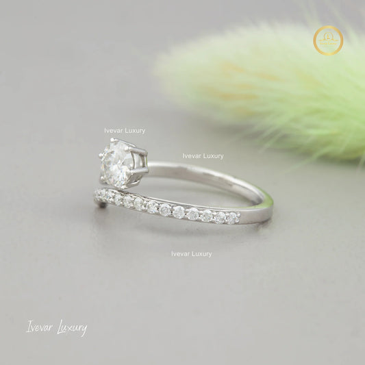 Sparkling 925 Silver Natural Diamond Ring by Ivevar