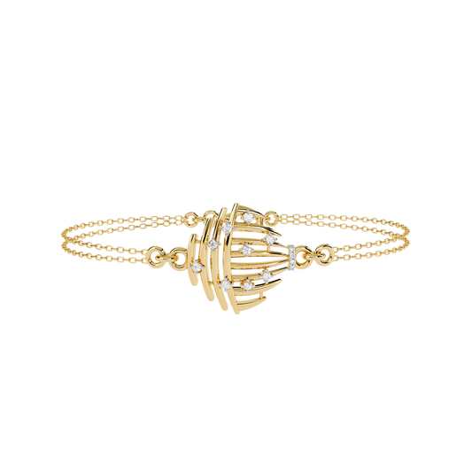 Round Cut Curved Motif Double Chain Bracelet - view 2