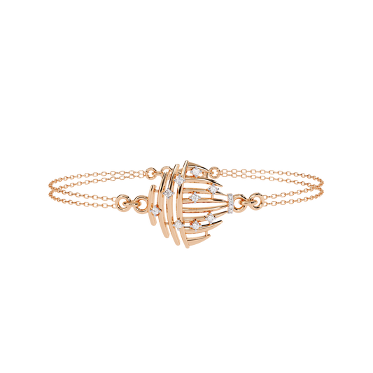 Round Cut Curved Motif Double Chain Bracelet - view 3
