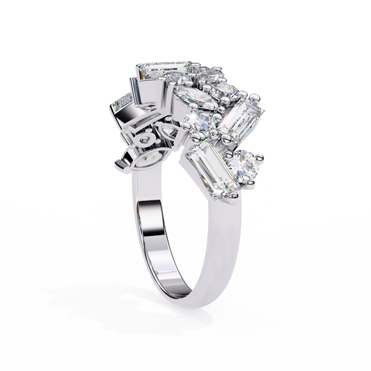 Mixed Cut Lab Diamond Pave Setting Wedding Band - view 3