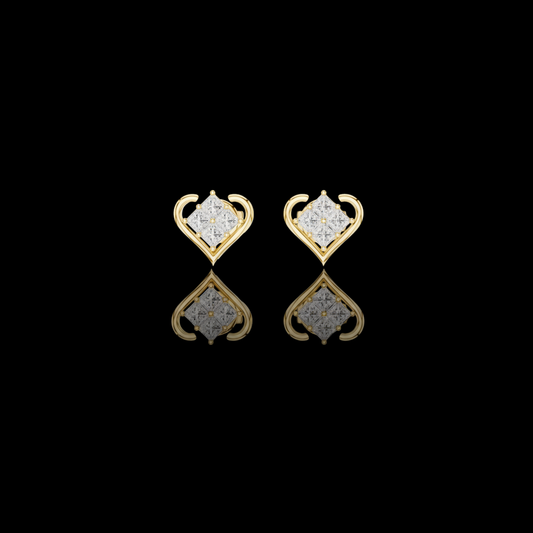 0.40 TCW Crown Collection Heart Shaped Moissanite Princess Cut Diamond Stud Earrings Romantic Jewelry