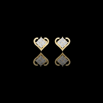 0.40 TCW Crown Collection Heart Shaped Moissanite Princess Cut Diamond Stud Earrings Romantic Jewelry