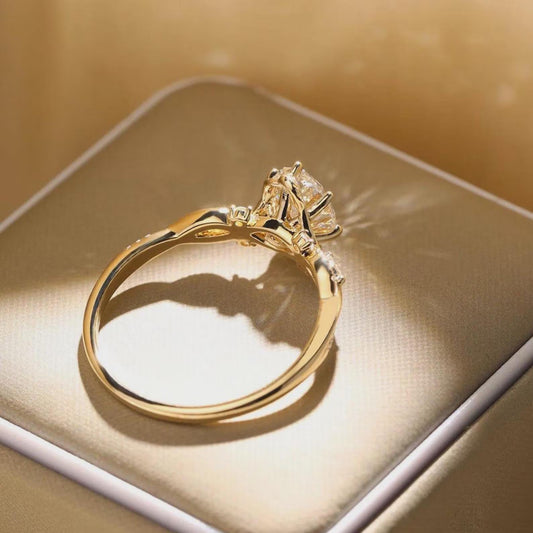 3CT Oval Moissanite Engagement Solitaire 14K Solid Yellow Gold Ring Unique Bridal Ring