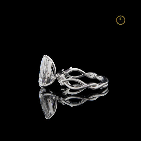 Nature Inspire Twisted Band Pear Cut Lab Grown Diamond Ring