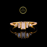 Five Baguette Lab Grown Diamond Wave Band Engagement Ring