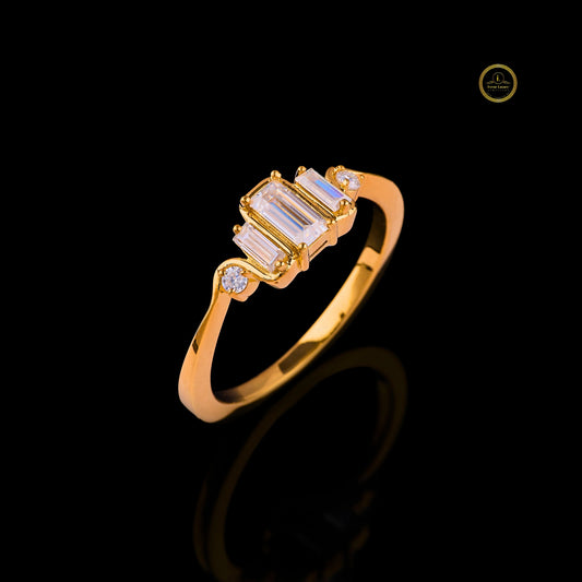 Five Baguette Lab Grown Diamond Wave Band Engagement Ring