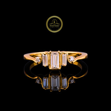Five Baguette Moissanite Diamond Wave Band Engagement Ring
