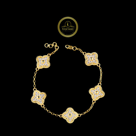 Full Gold Vencleef Braclate In Lab Grown Diamond By Ivevar.