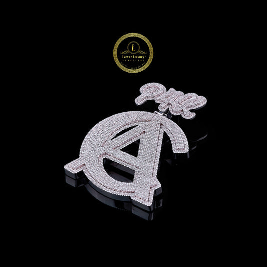 Luxury Custom Initial Lab Grown Diamond Pendant With Crown High Shine Hip Hop Look By Ivevar