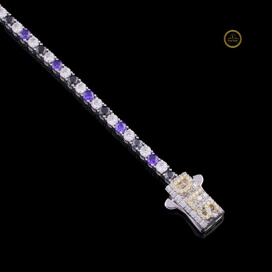 Blue Sapphire Round Cut Moissanite Tennis Bracelet - view 3