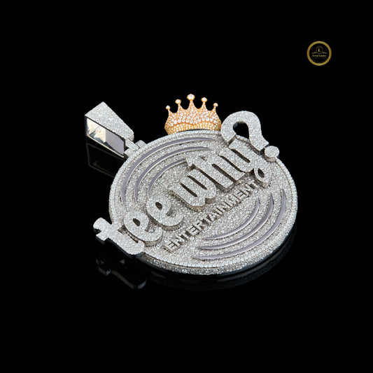 Custom Iced Out Name Pendant with Crown Moissanite Fully Diamond Hip Hop Necklace
