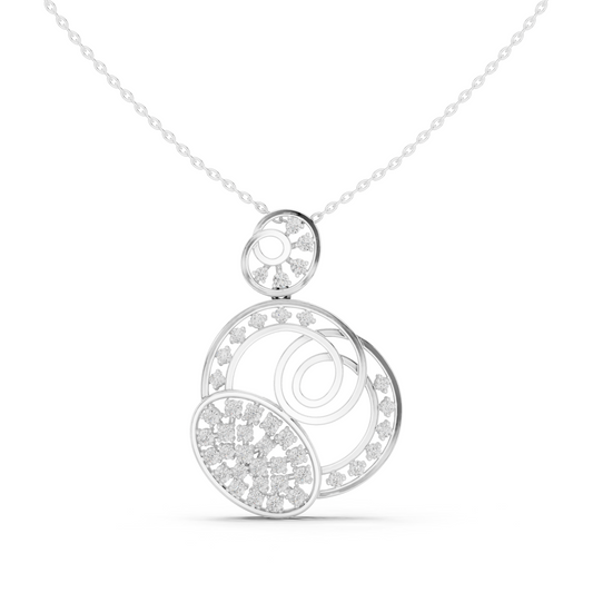 Abstract Swirl Circle Pendant with Pave Accents - view 3