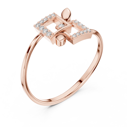 Double Square Leaf Inspire Halo Moissanite Ring - view 3