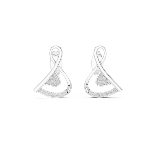 Modern Infinity Loop Round Stud Earrings with Curved Pave Arc - view 3