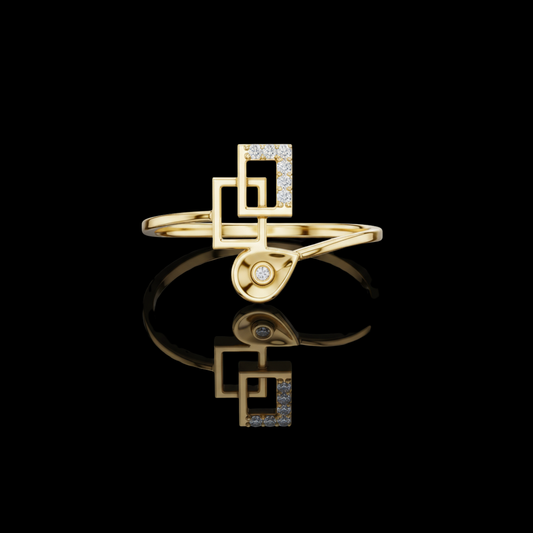0.24 TCW Artistic Geometric Drop-Shape Ring in Featuring Brilliant Lab Grown Diamonds