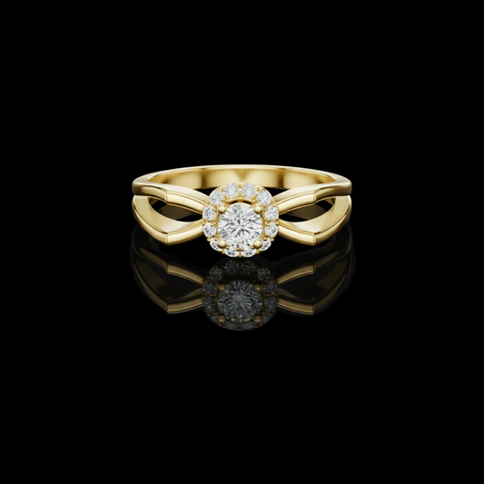 0.14 CT Radiant Harmony Halo Moissanite Diamond Ring with Round Center & Sculpted Design