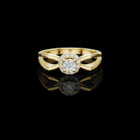 0.14 CT Radiant Harmony Halo Lab Grown Diamond Ring with Round Center & Sculpted Design