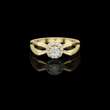 0.14 CT Radiant Harmony Halo Lab Grown Diamond Ring with Round Center & Sculpted Design