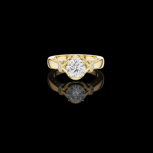 1.00 CT Artfully Crafted Ring with a Round Brilliant Lab Grown Diamond and Subtle Accent
