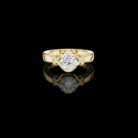 2.50 CT Artfully Crafted Ring with a Round Brilliant Moissanite Diamond and Subtle Accent
