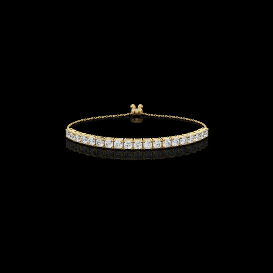 2.28 TCW Elegant Gold Round Brilliant Lab Grown Diamond Adjustable Slider Tennis Bracelet By Ivevar