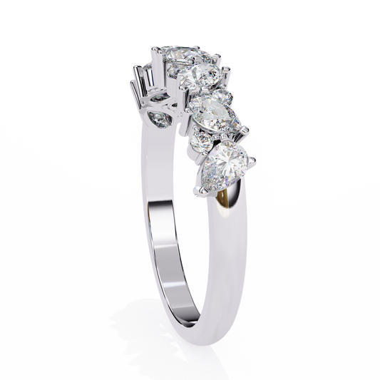 Pear & Round Moissanite Cluster Wedding Band Ring - view 4