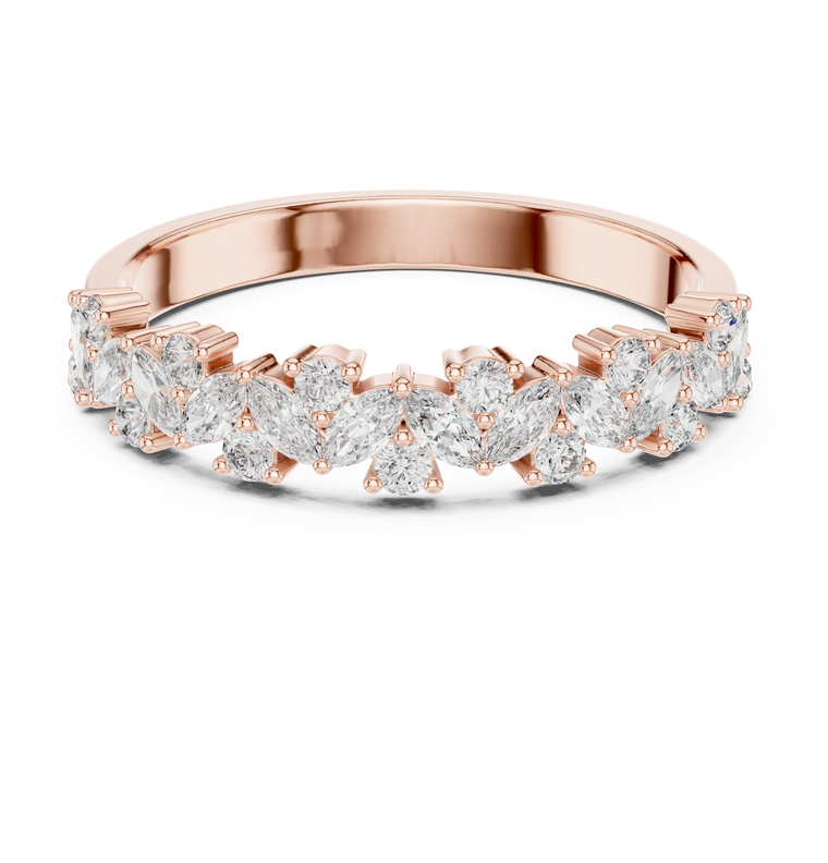 Marquise and Round Lab Diamond Wedding Band - view 2