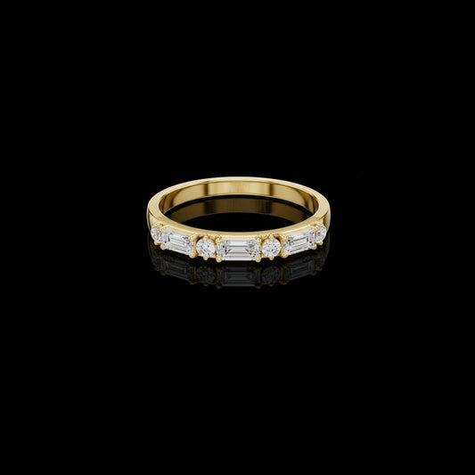 2.50 CT Vow-Inspired Linear Moissanite Diamond Band with Alternating Baguette & Round Brilliance Cut