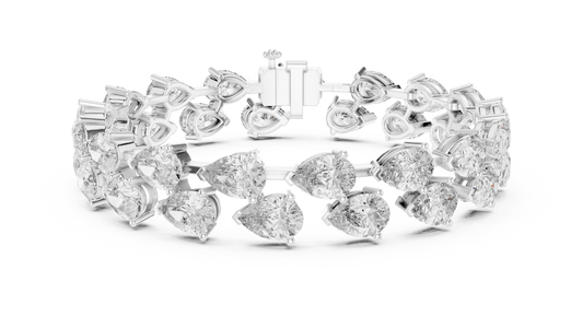 26.52 TCW Double Row Pear Cut Lab Grown Diamond Bracelet - view 3