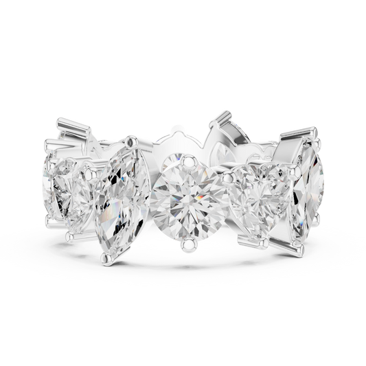 Multi Shape Lab Diamond Pave Setting Wedding Band - view 3