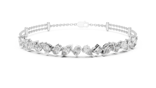 1.04 TCW Majestic Moissanite Bracelet with Alternating Marquise, Oval, Pear and Emerald Cut Diamonds