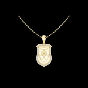 1.11 TCW Luxury Anchor & Wheel Shield Lab Grown Diamond Iced Border Nautical Pendant Luxury Jewelry