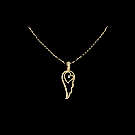 0.045 TCW Beautiful Angel Wing with Heart Shape and Brilliant Moissanite Diamond Accent pendant Luxury Jewelry