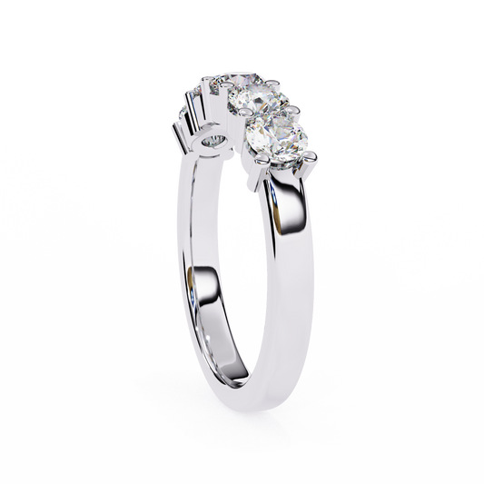 Round Cut Five Stone Lab Anniversary Band Wedding Ring - view 3