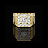 1.32 TCW Luxury Halo Princess Cut Moissanite Diamond Ring in Gold Statement Band