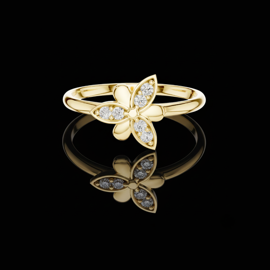 0.06 TCW Luxury Lab Grown Diamond Petal Blossom Ring Delicate Floral Inspired Promise Ring for Women