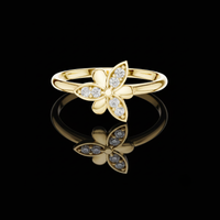 0.06 TCW Luxury Moissanite Diamond Petal Blossom Ring Delicate Floral Inspired Promise Ring for Women
