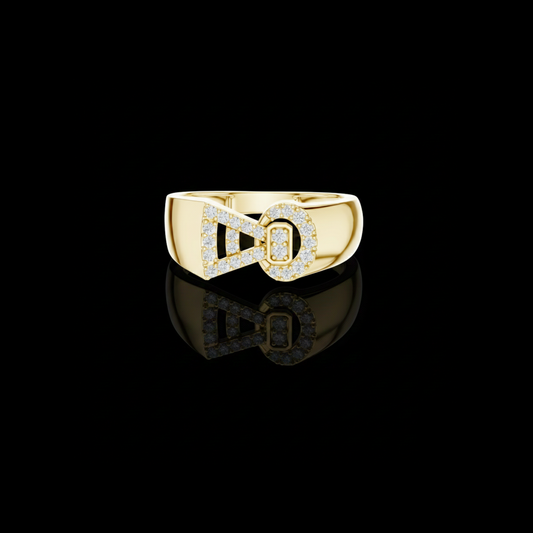 0.54 TCW Luxurious Round Lab Grown Diamond Geometric Pave Set Stone Ring Contemporary Designer Jewelry for Her
