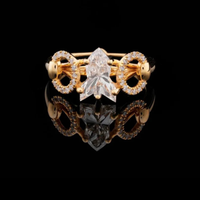 2.00 CT Celestial Crown Moissanite Antique Cut Centerpiece With Twin Halo Round Accents Ring