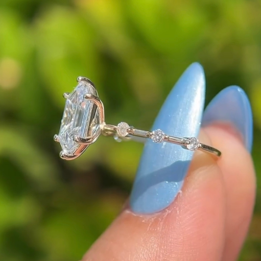 Antique Cut Lab Diamond Delicate Wear Engagement Ring - view 4